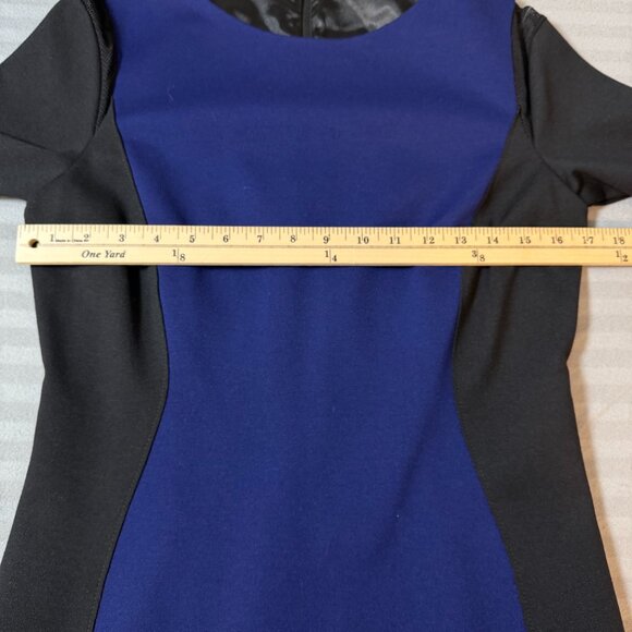 Tahari Dress Womens Size 8 Blue Black Dilana Lined Colorblock Sheath Bodycon - Picture 5 of 14